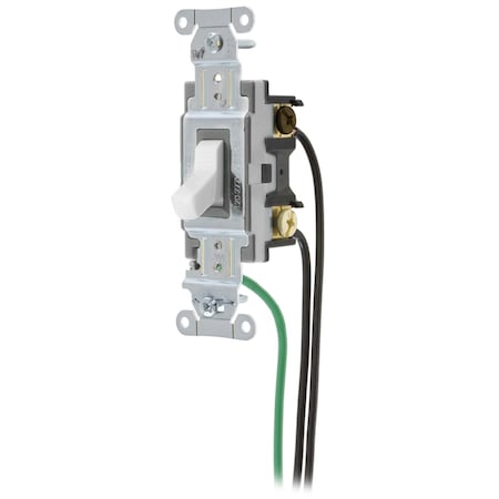 Hubbell Wiring Device-Kellems Spec Grade, Toggle Switches, AC, 4-Way, 20A 120/277VAC, Back/Side Pre-Wired w/ 8", N12 THHN CSL420W